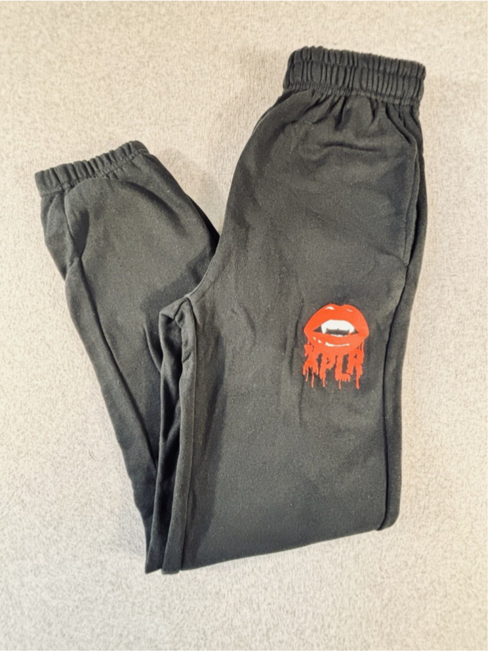 XPLR Sam & Colby Fangs Black Sweatpants Joggers Size Small New NWOT